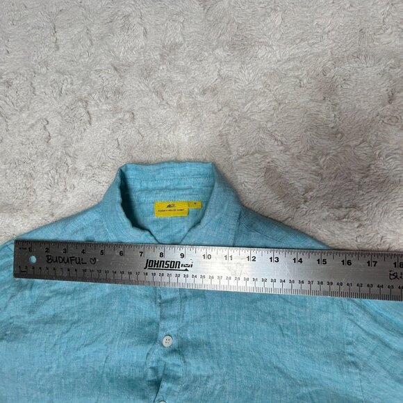 Roberta Roller Rabbit Womens Blue Linen Blouse Sz Medium Button-Down Long Sleeve - Picture 6 of 9